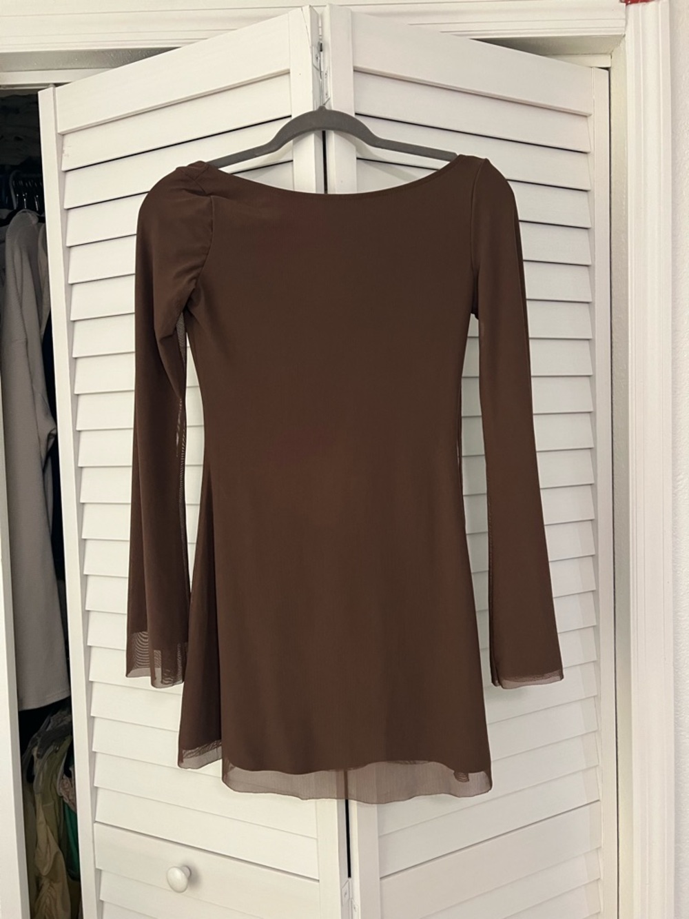 Princess Polly Brown Long-Sleeve A-Line Mini Dress